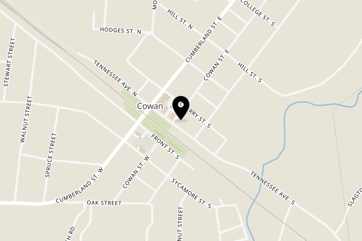 Map showing the location of Fiesta Grill on 226 Tennessee Ave S in Cowan